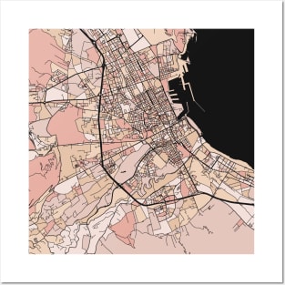 Palermo Map Pattern in Soft Pink Pastels Posters and Art
